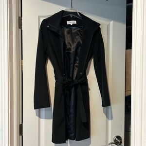 Calvin Klein black trench coat with hood. Size small.